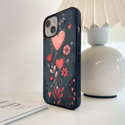 Romantic Garden Hearts Glass Case