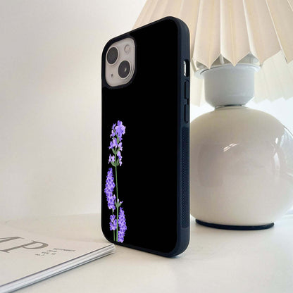 Lavender Bushy Flower Glass Case