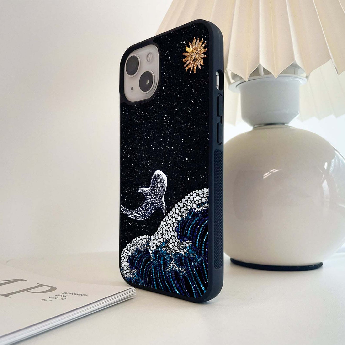 Dolphins Waving Art Glass Case