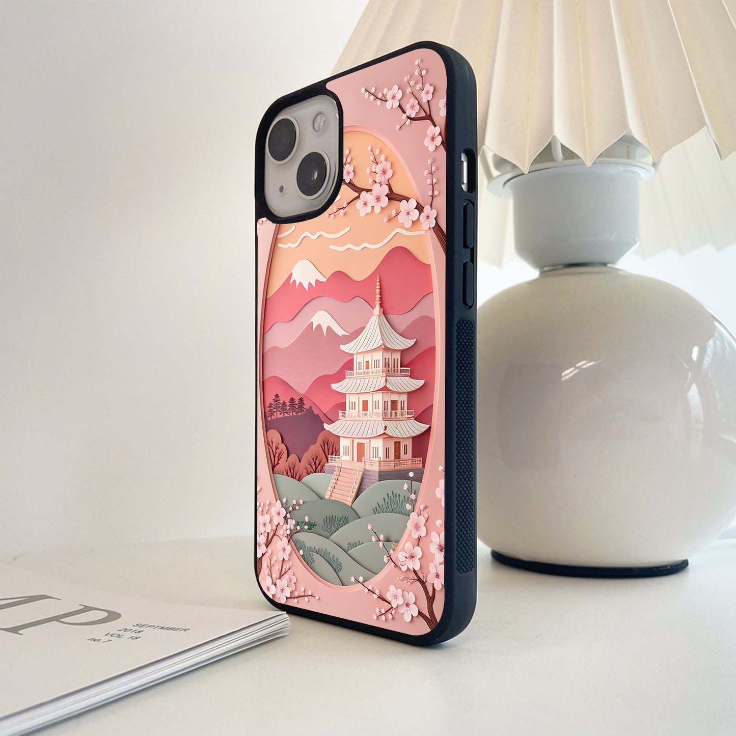 Pink Origami layered Glass Case