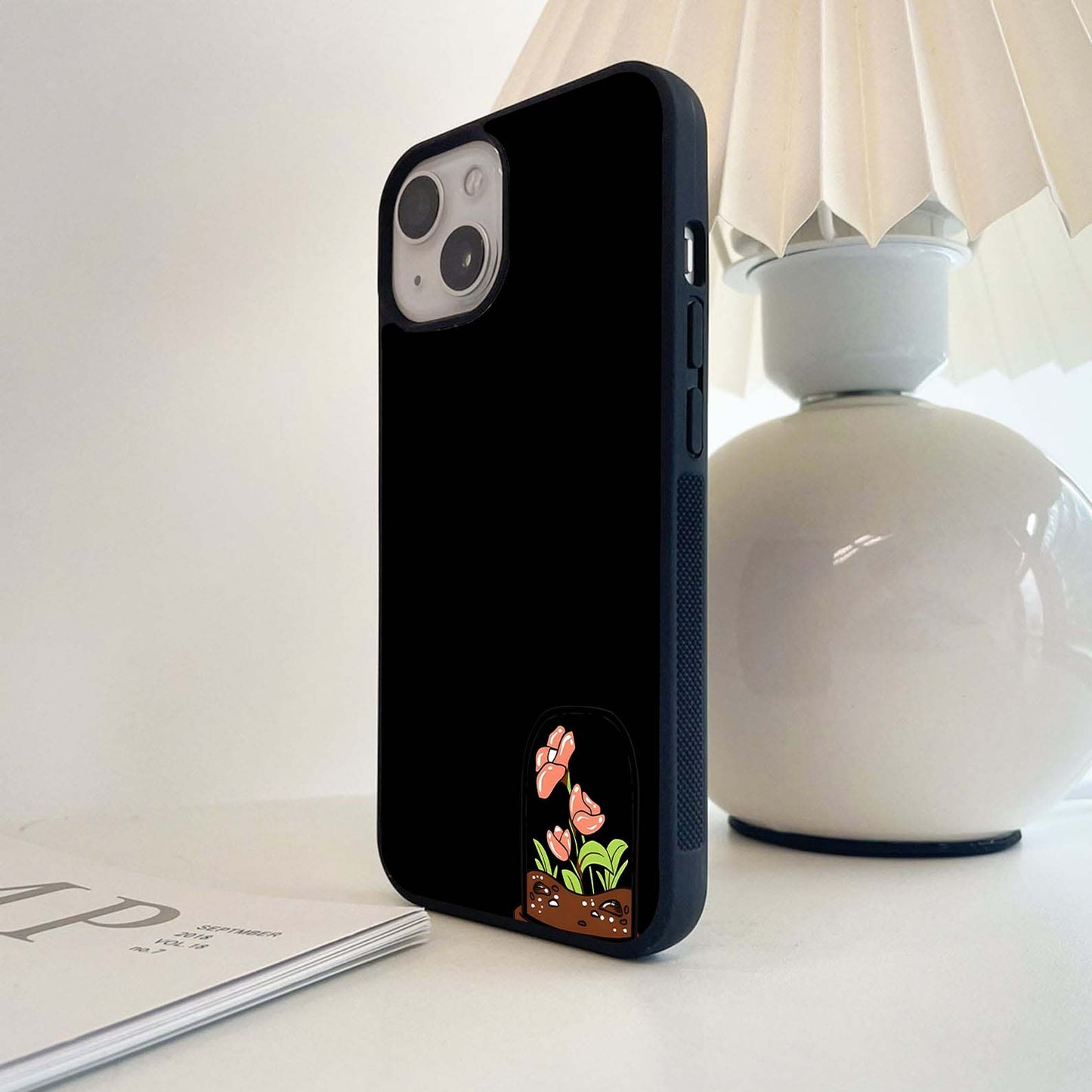 Orange Mini Flower Pot Glass Case