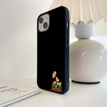 Orange Mini Flower Pot Glass Case