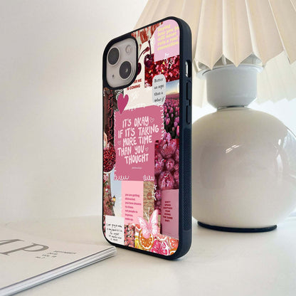 Aesthetic Pink Healing Glass Case