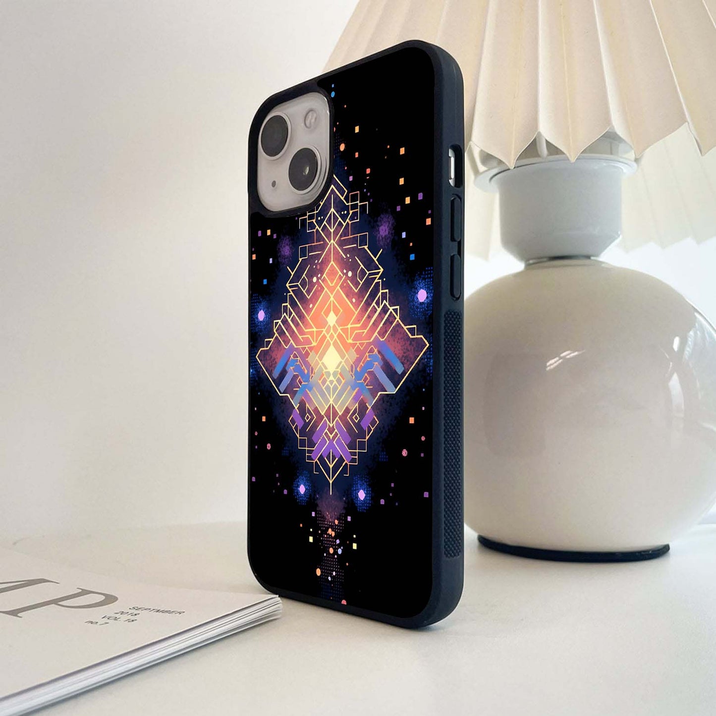 Neon Prism Geometry Glass Case