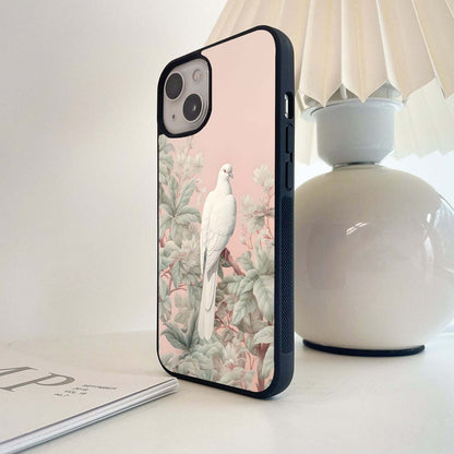 Elegant White Dove Glass Case