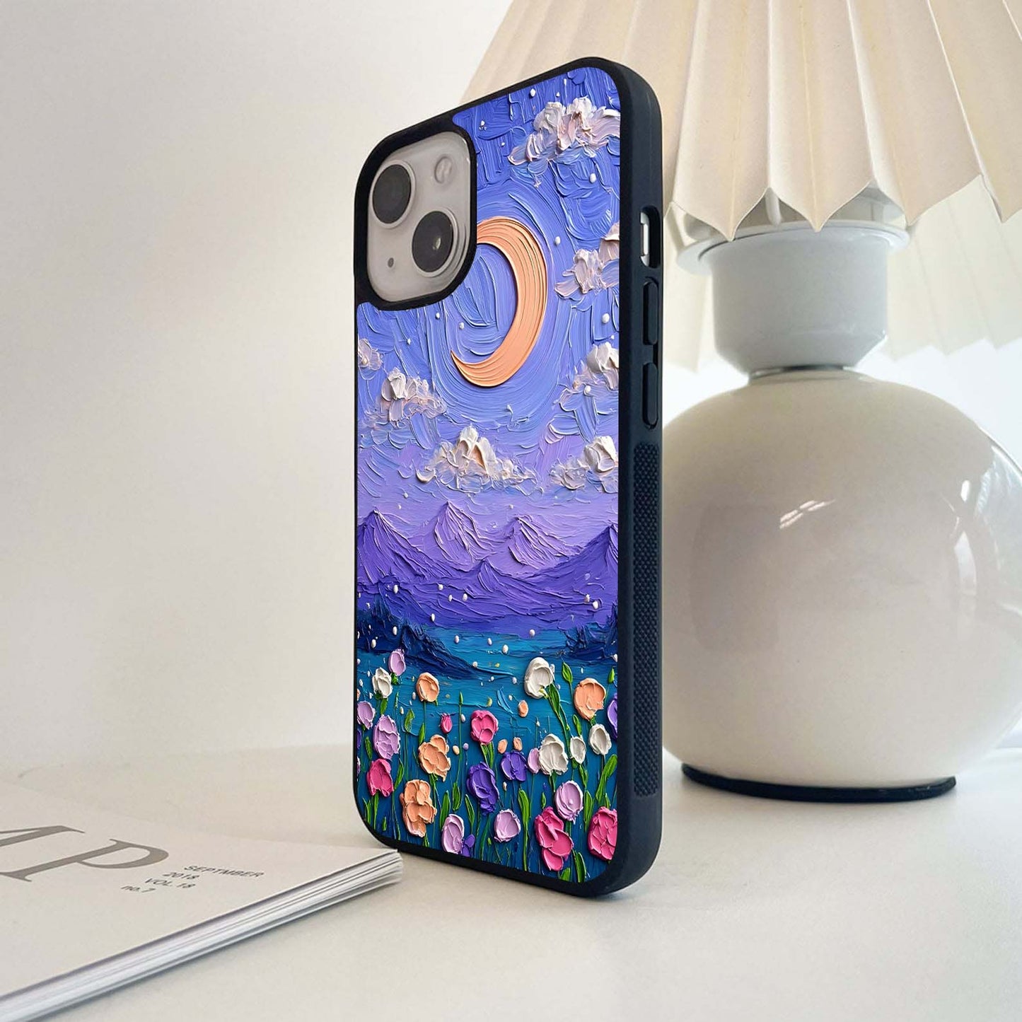 Purple Crescent Moon Glass Case