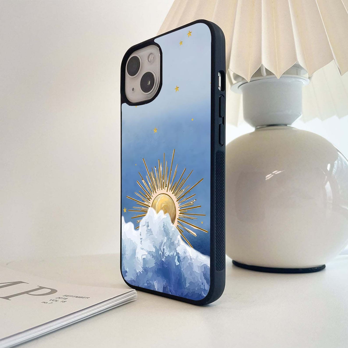 Golden Sun with Clouds Glass Case