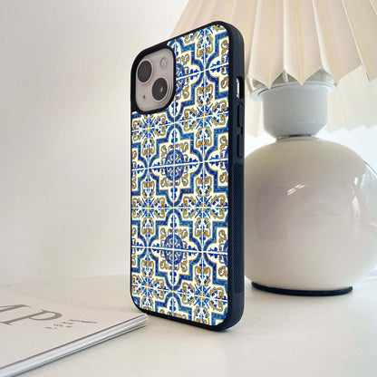 Vintage Blue Tiles Glass Case