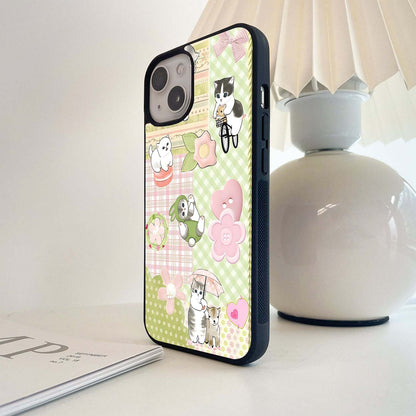Playful Pastel Cats Glass Case