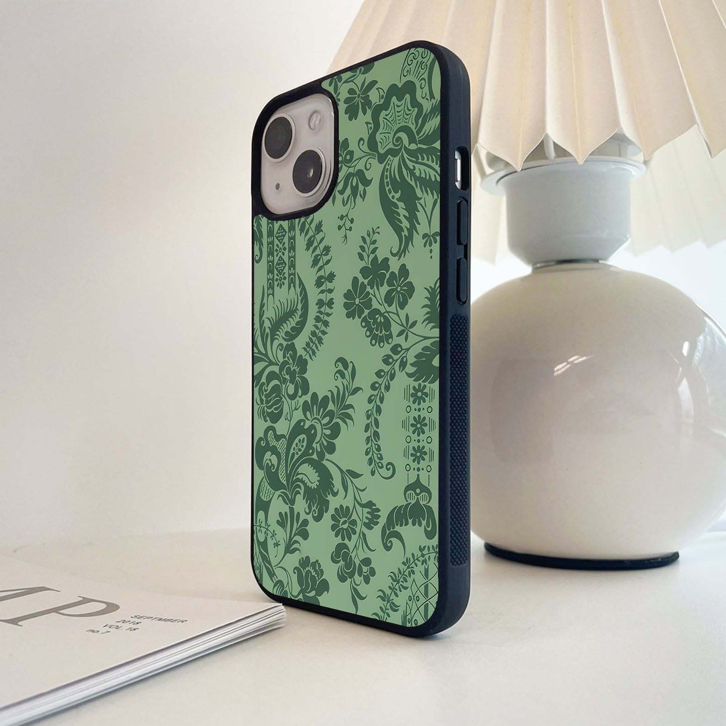 Green Ornate Pattern Glass Case