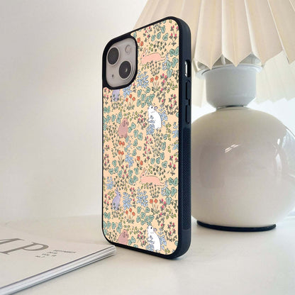 Garden Bunnies Glass Case