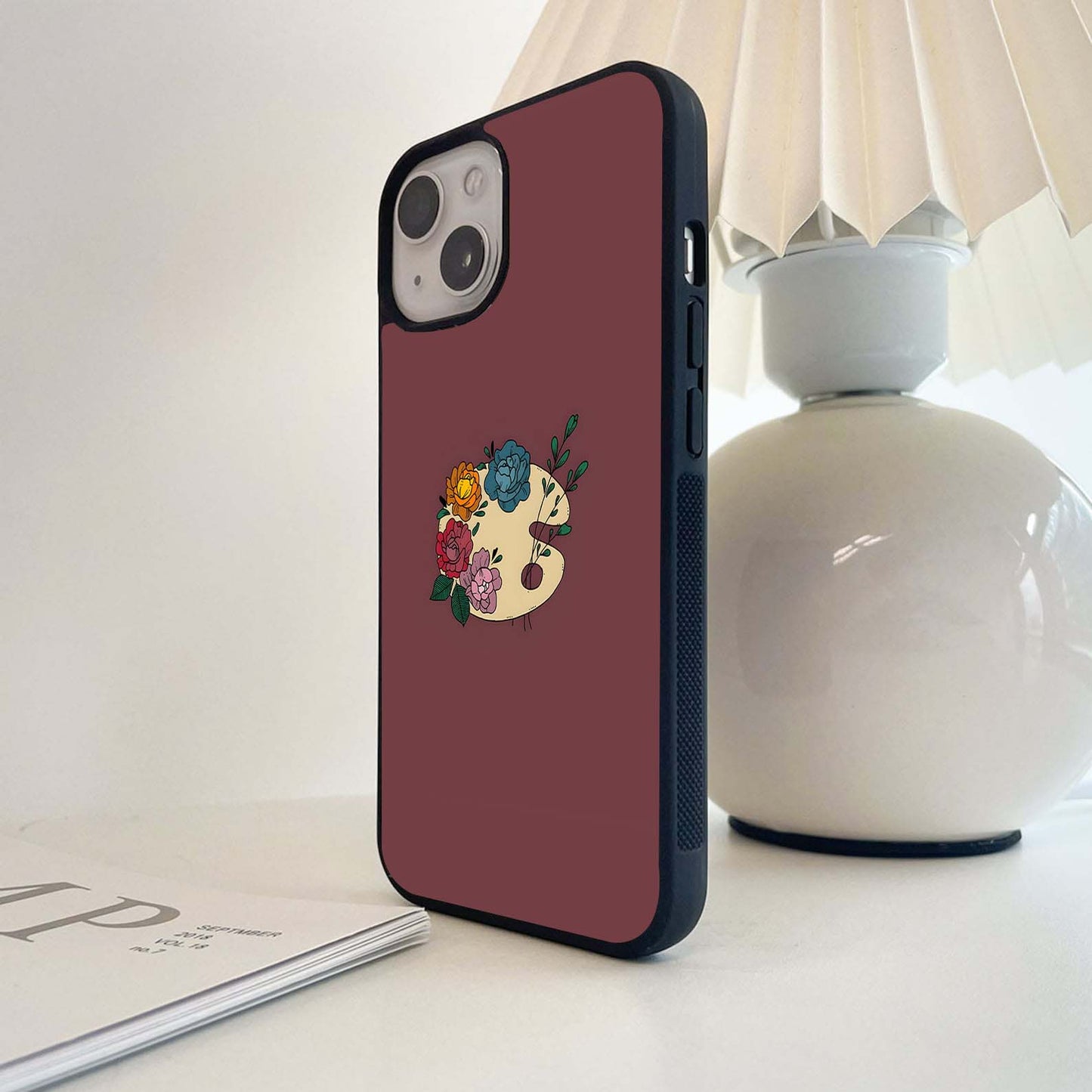 Four Colored Flowers Glass Case