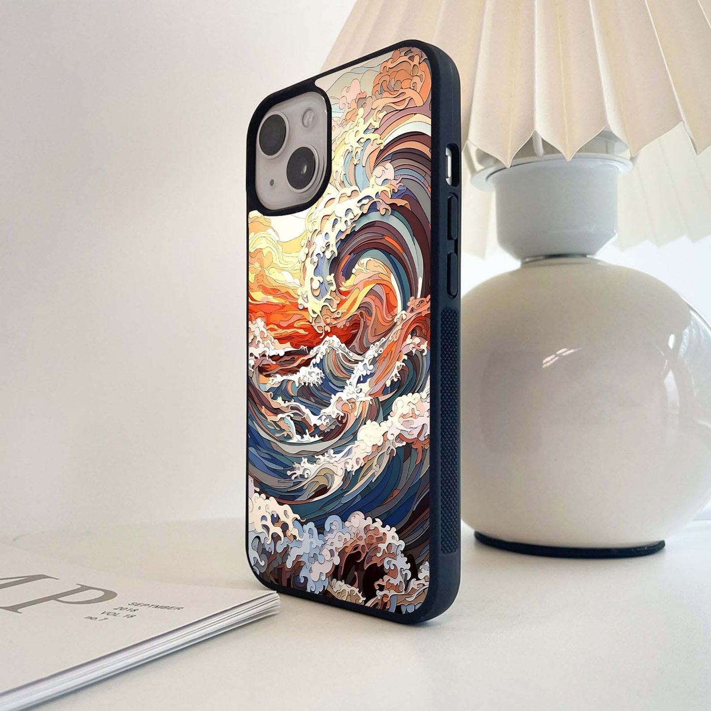 Substract Orange Wave Glass Case
