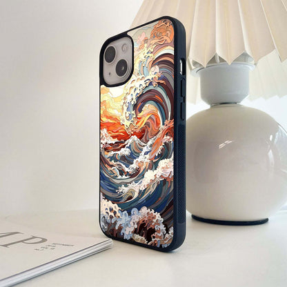 Substract Orange Wave Glass Case