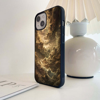 Golden Dark Clouds Glass Case