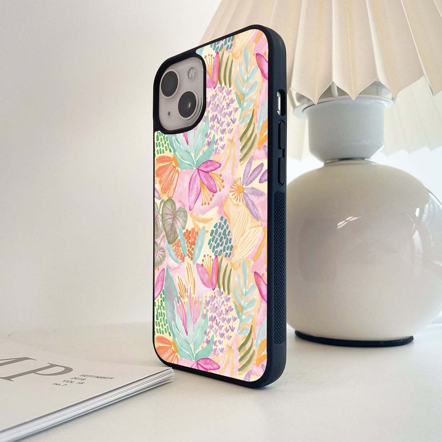 Watercolor Floral Bright Glass Case