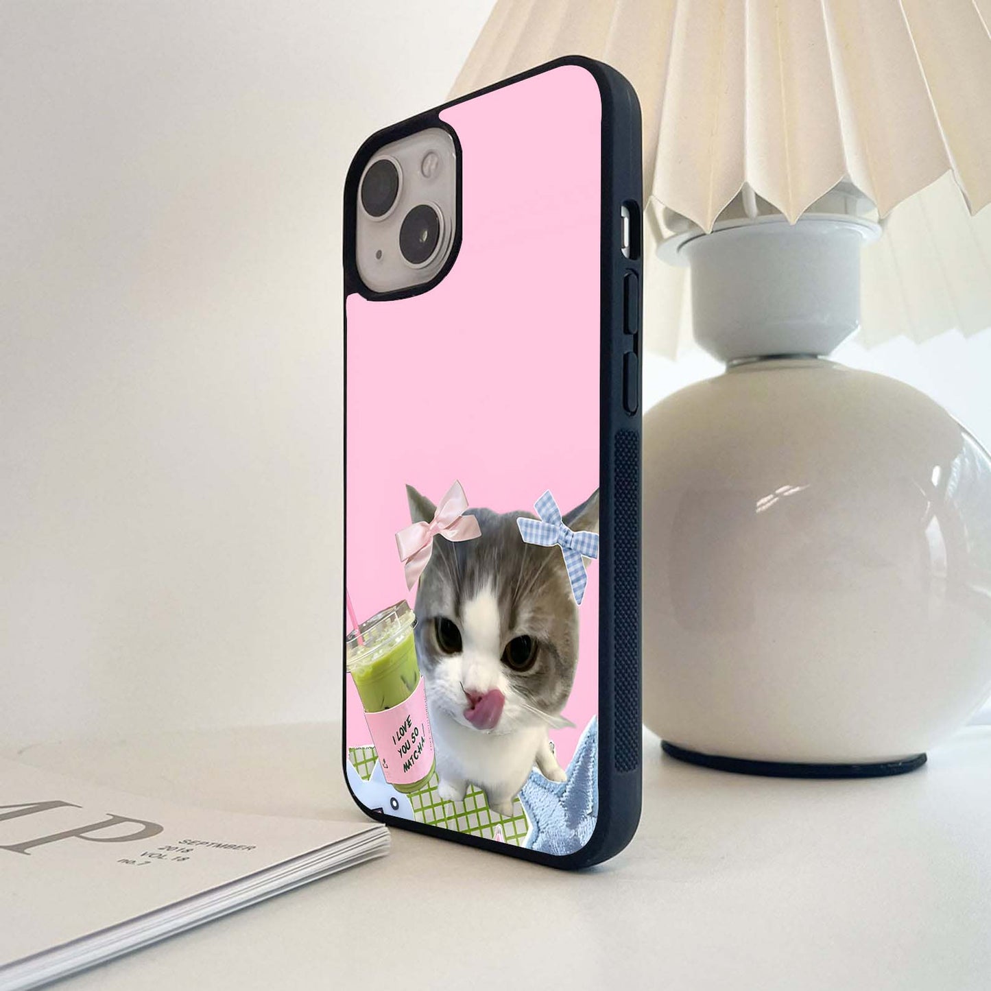 Love Matcha Cat Glass Case