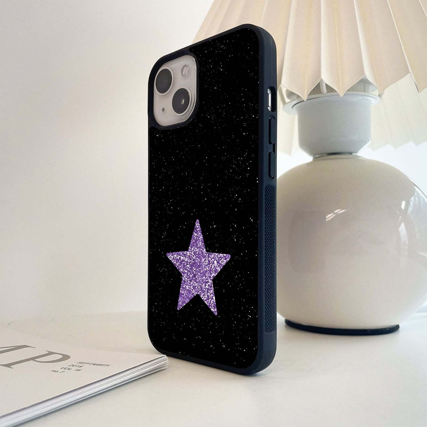 Glitter Lavender Star Glass Case