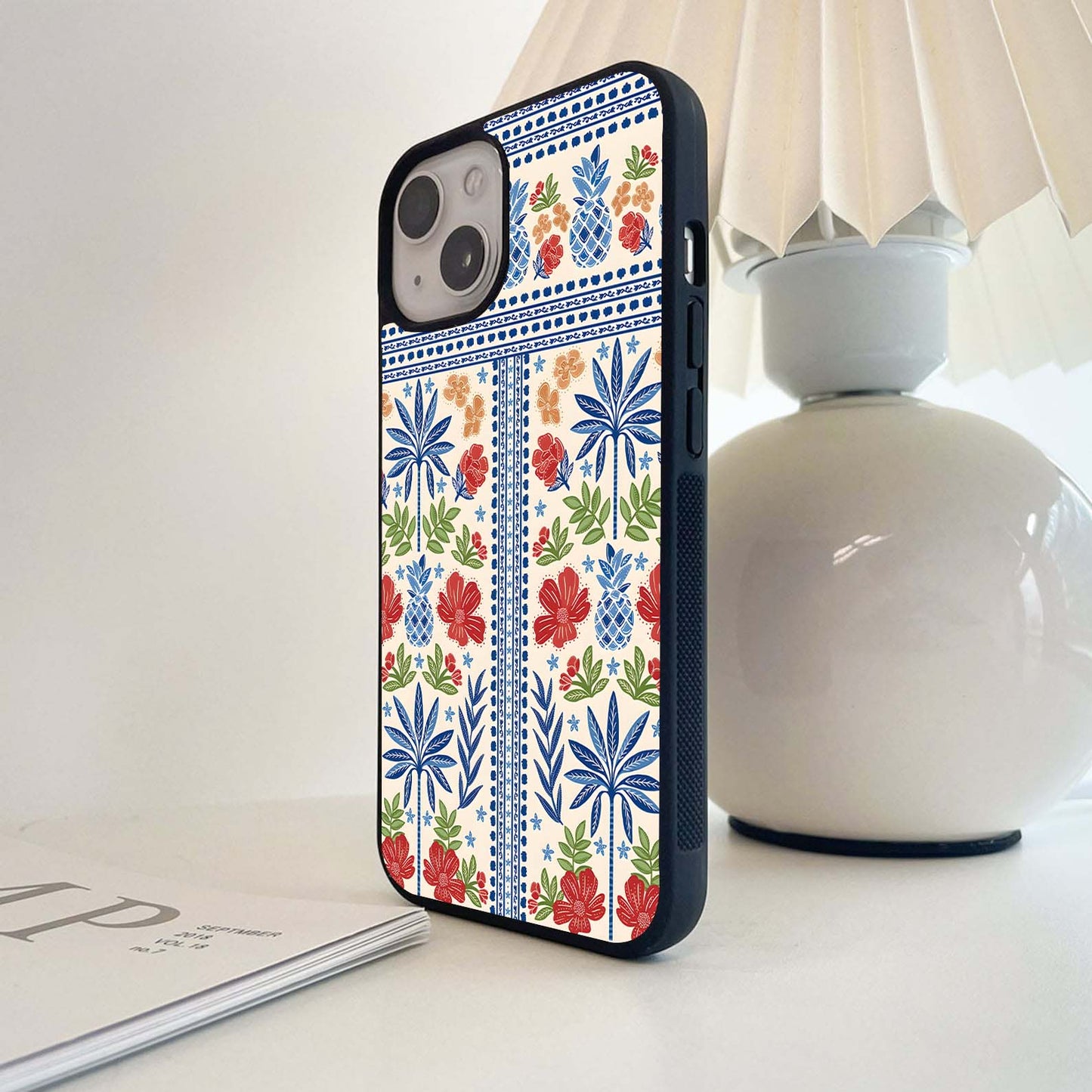 Island Block Print Glass Case