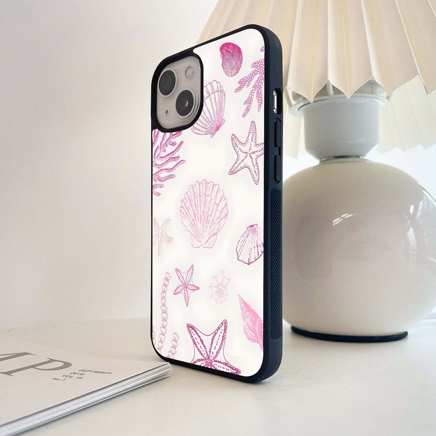 Pink Shell Outline Glass Case