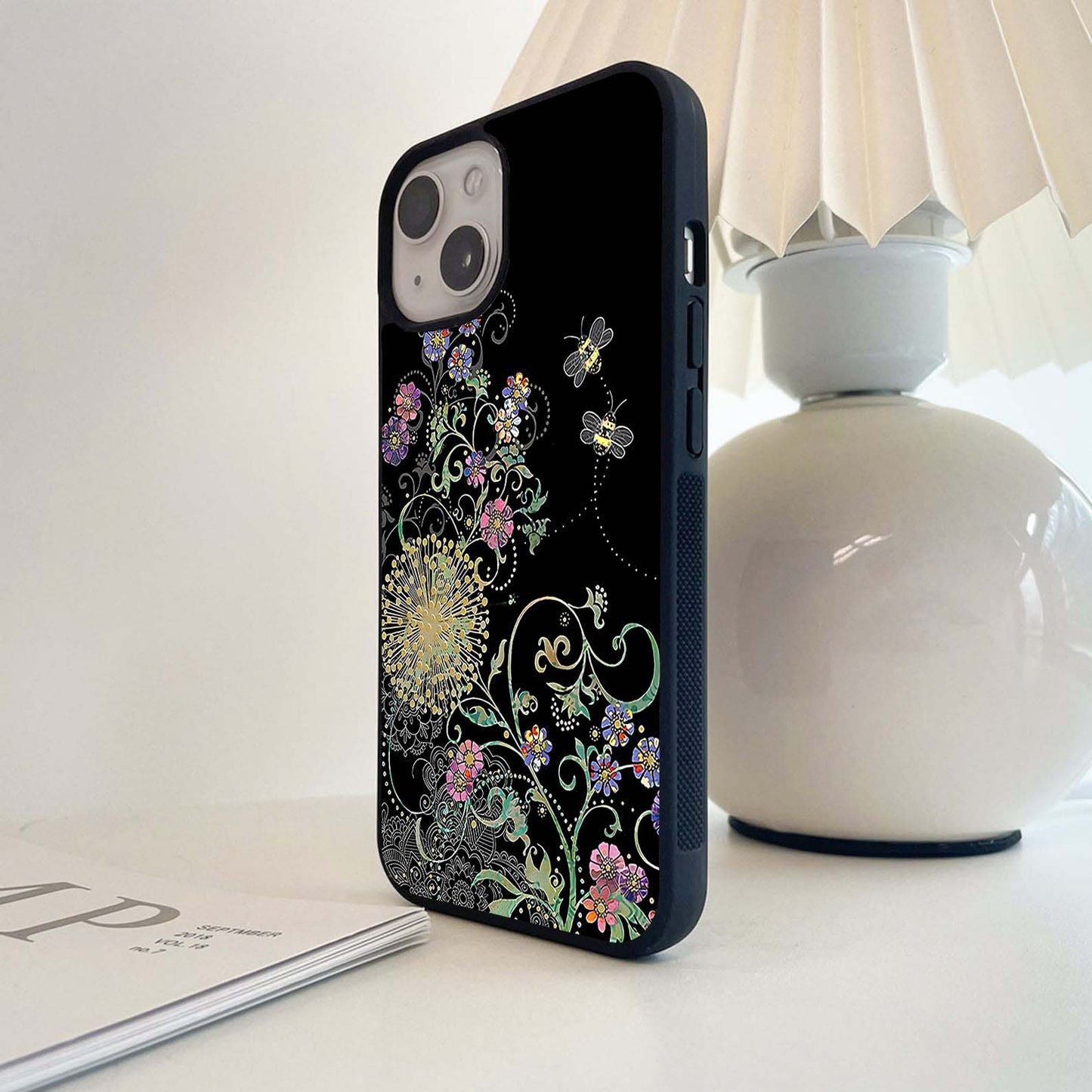 Midnight Garden with Bees Glass Case