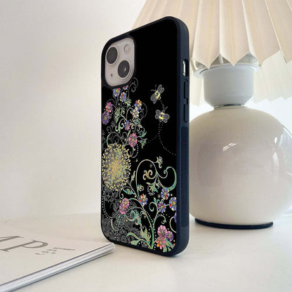 Midnight Garden with Bees Glass Case