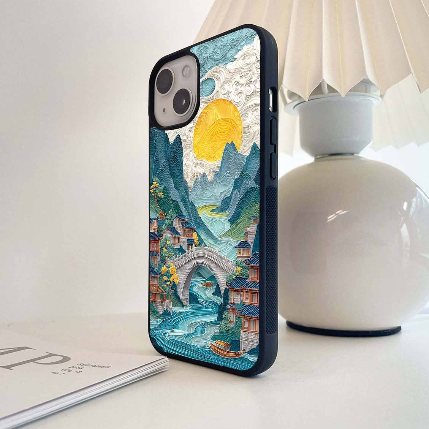 Sunlit River Crossing Glass Case