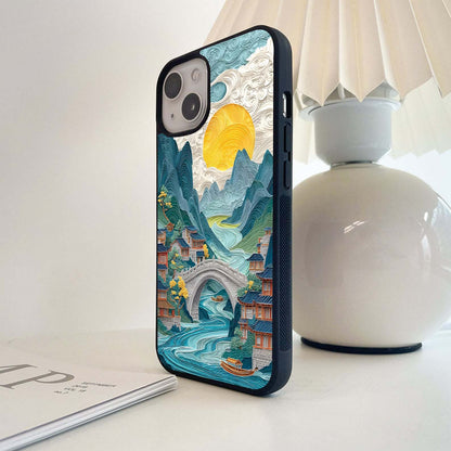 Sunlit River Crossing Glass Case