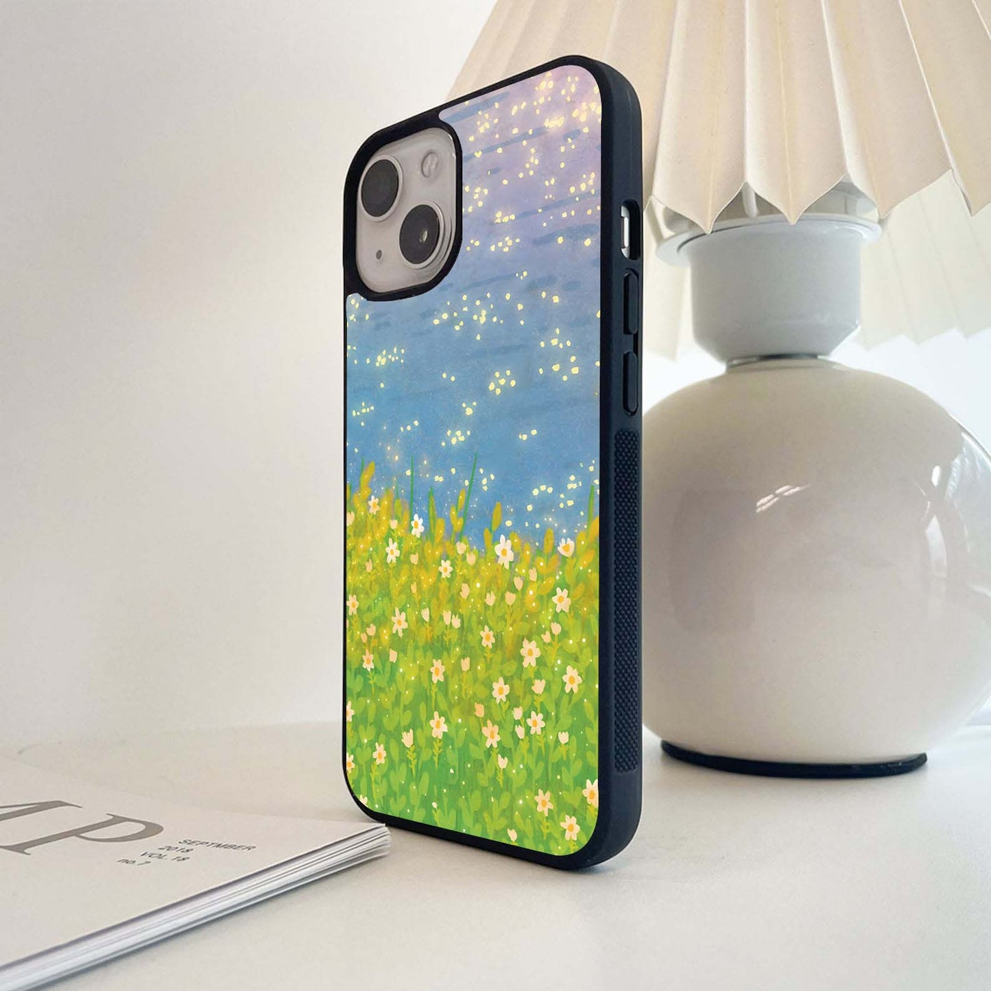 Light Sparkle Flowers Glass Case