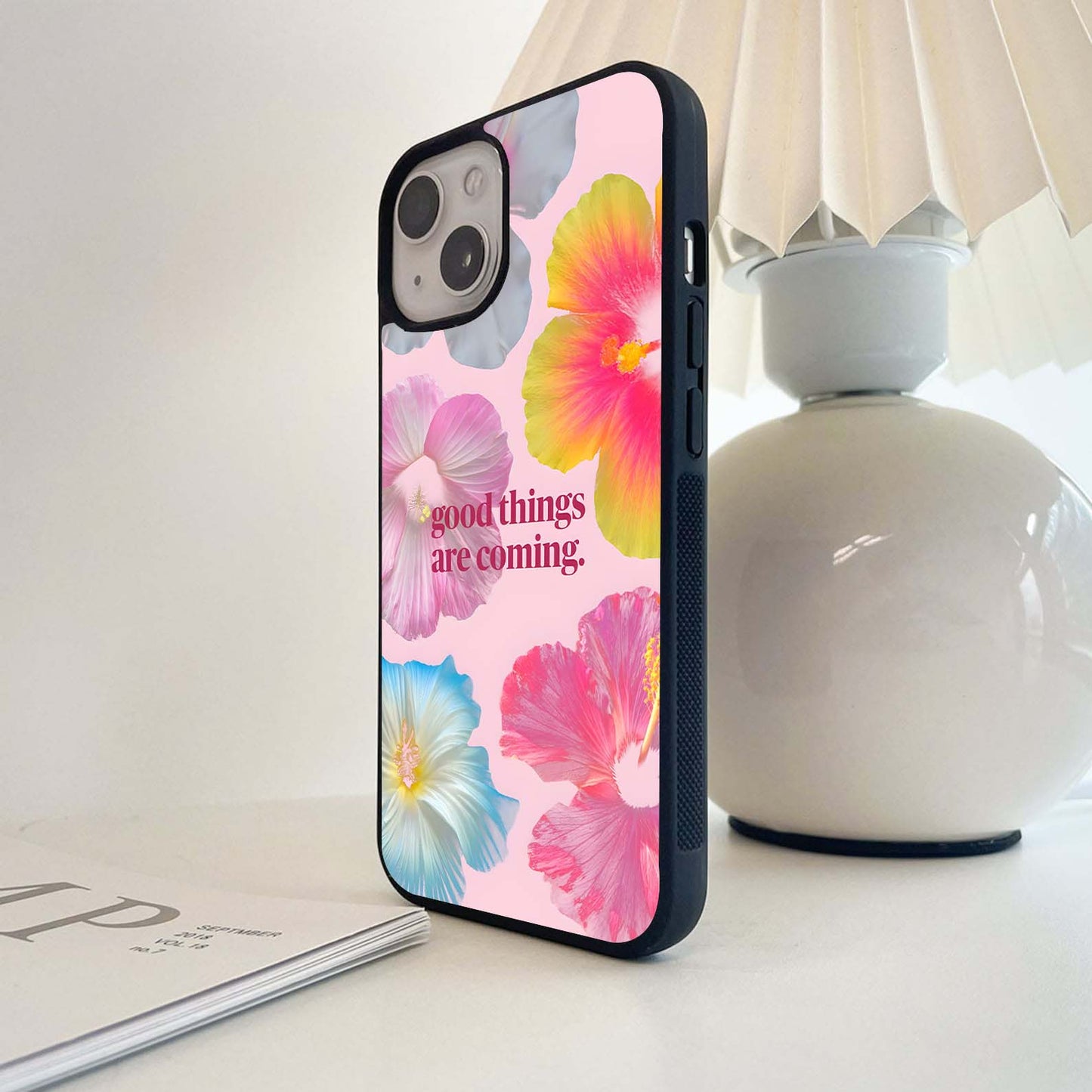 Multi Hibiscus Positivity Glass Case