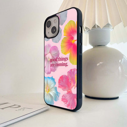 Multi Hibiscus Positivity Glass Case