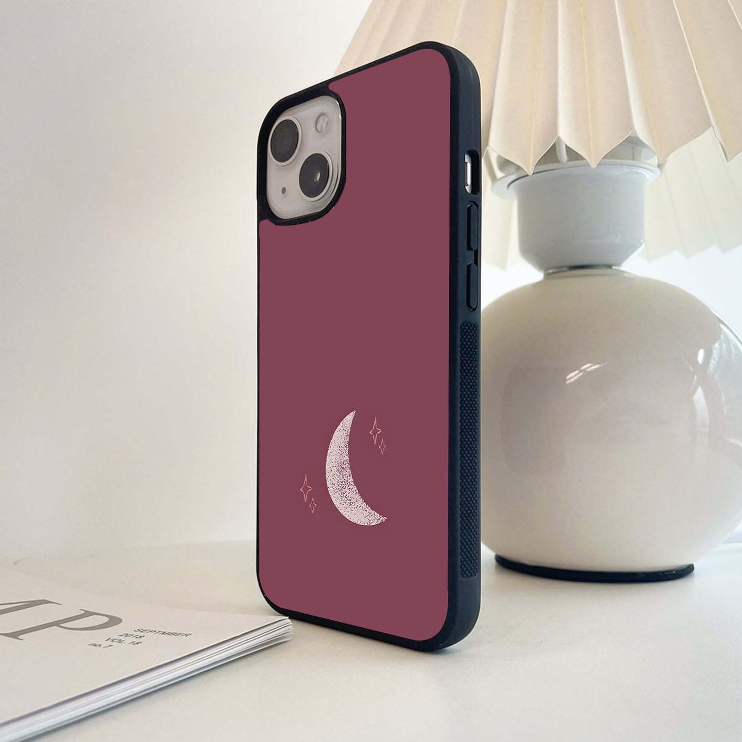 Half Texture Moon Glass Case