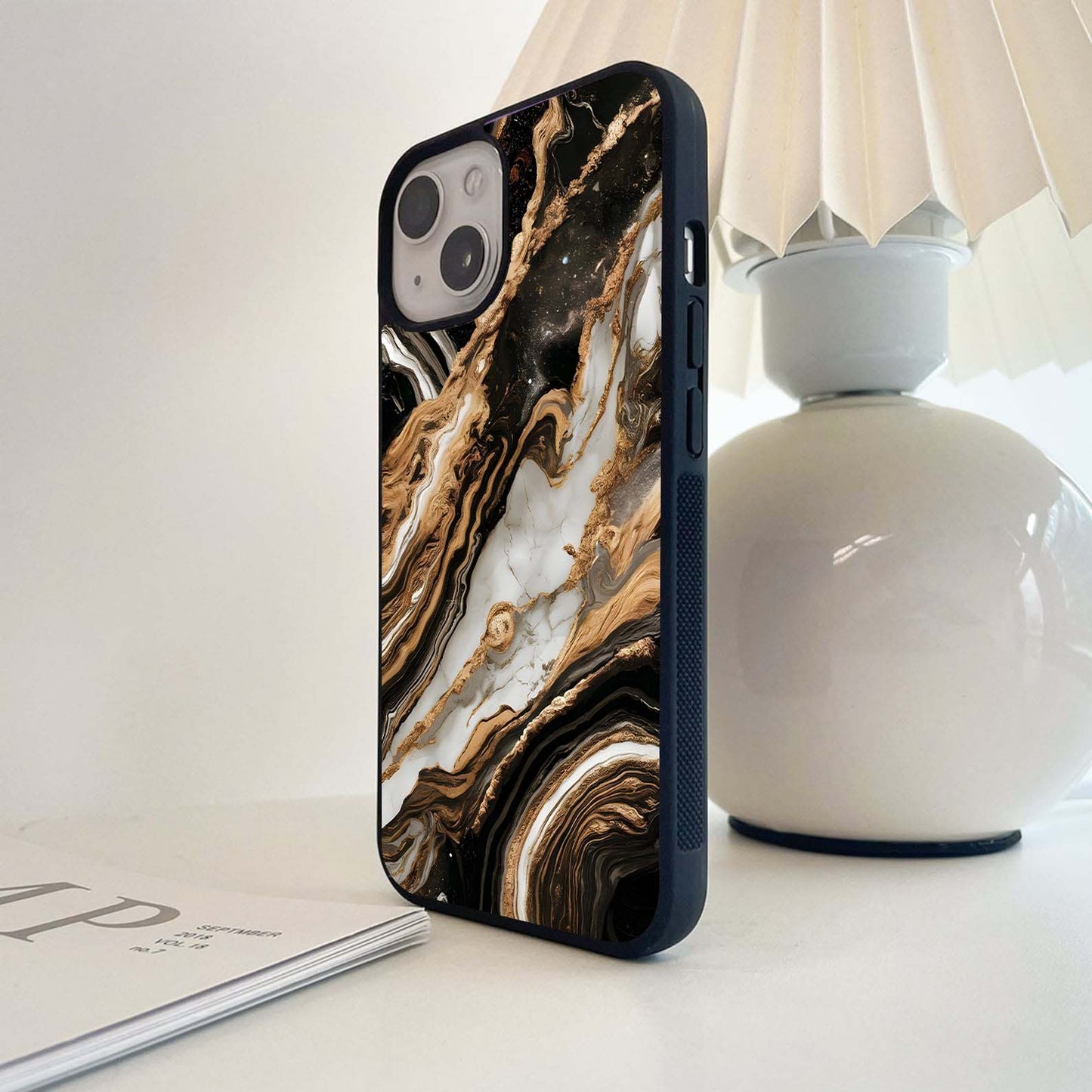 Obsidian Gold Marble Glass Case