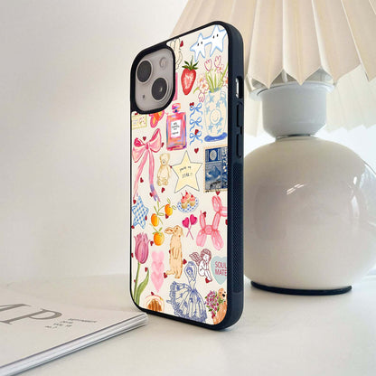 Aesthetic Bow & Bunny Stars Glass Case