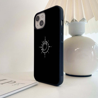 Minimal moon & Sun Line Art Glass Case