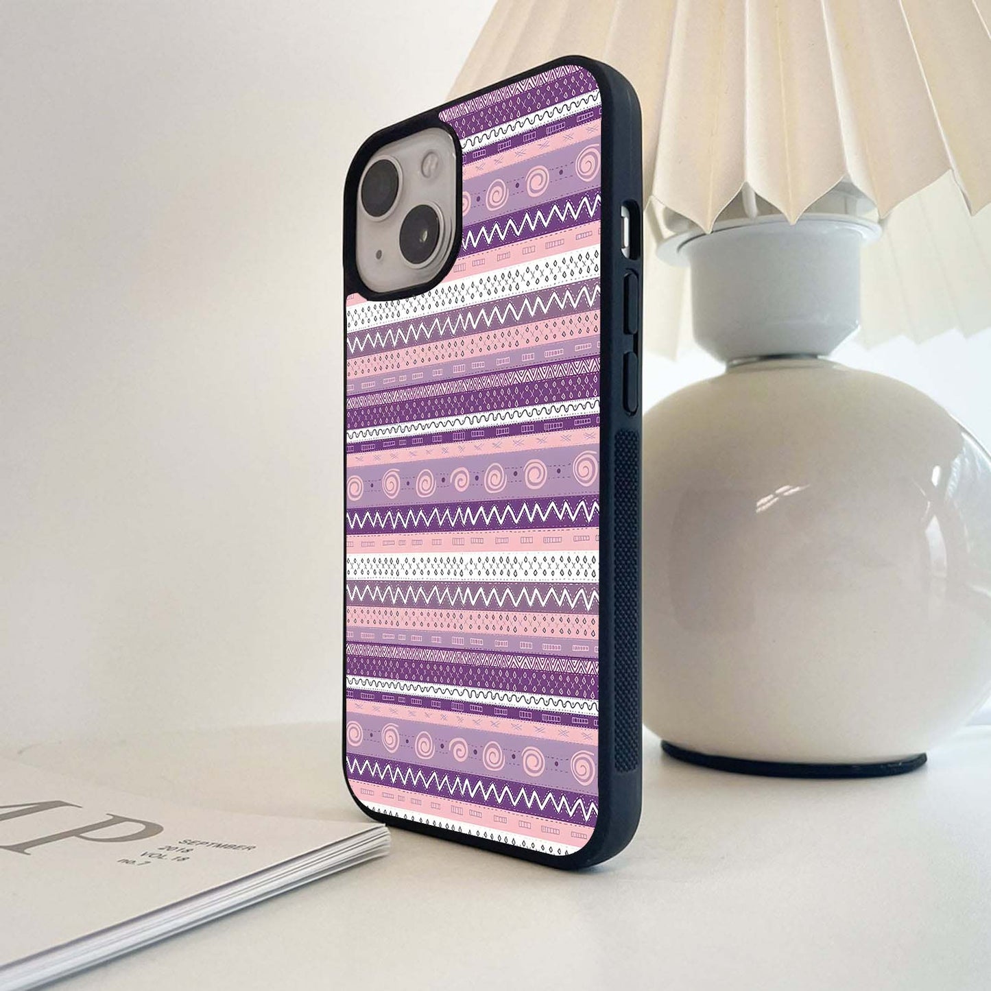Purple Pattern Stripes Glass Case