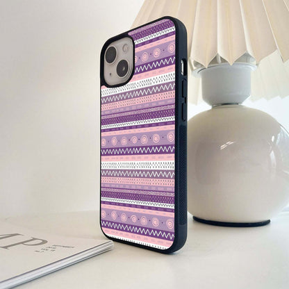 Purple Pattern Stripes Glass Case
