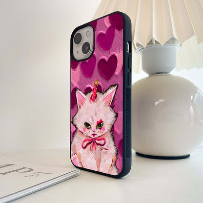 Layered Heart With Cat Glass Case