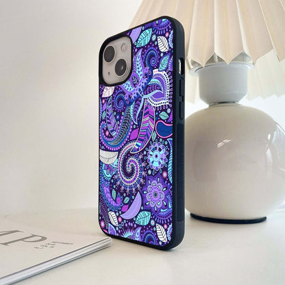 Purple Floral Abstract Glass Case