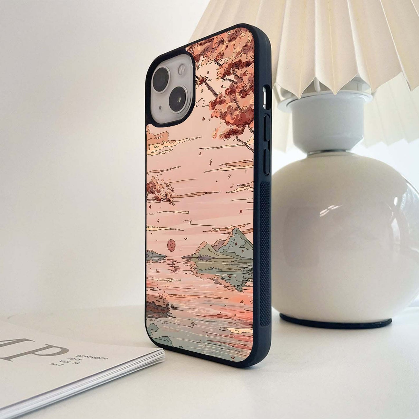 Sunset Over Lake Glass Case