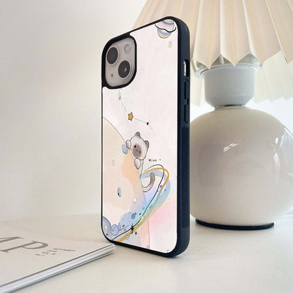 Miao Cat On Planet Glass Case