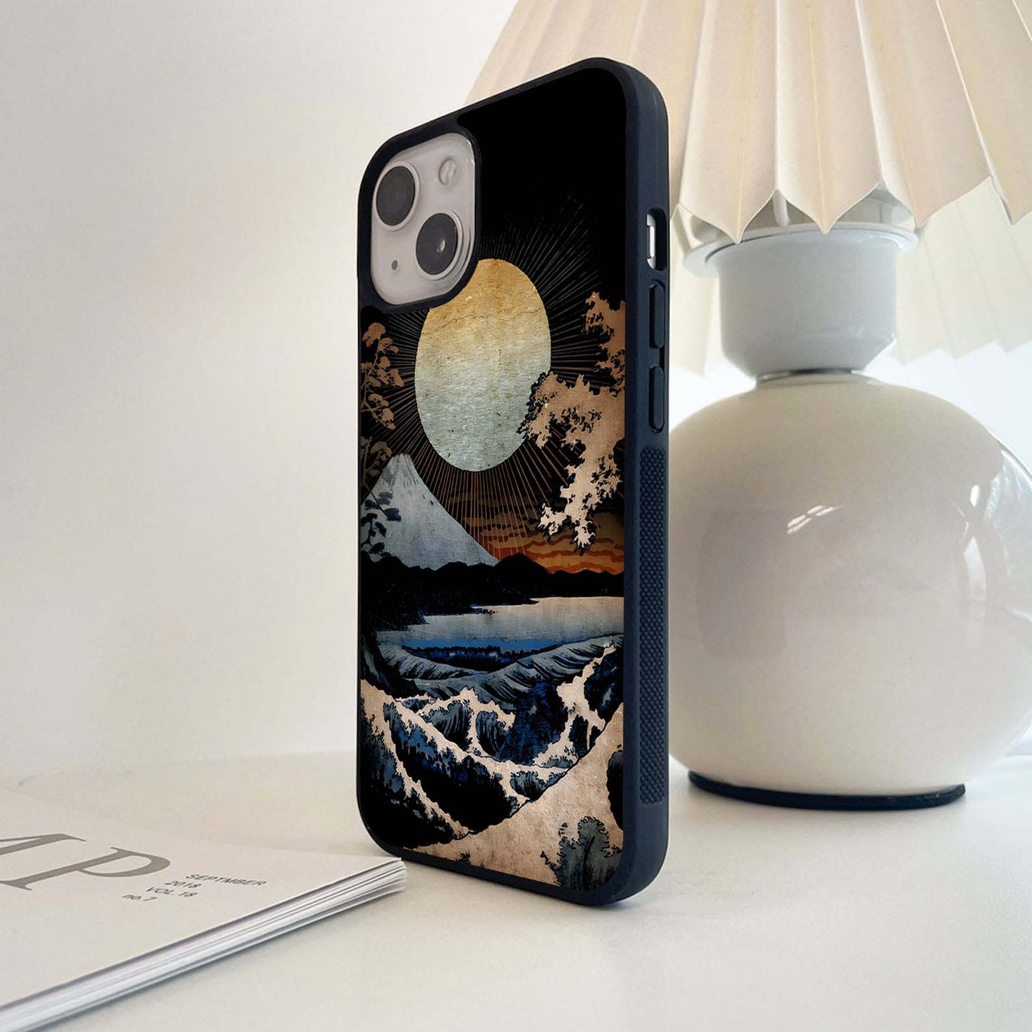 Golden Sun Over Waves Glass Case