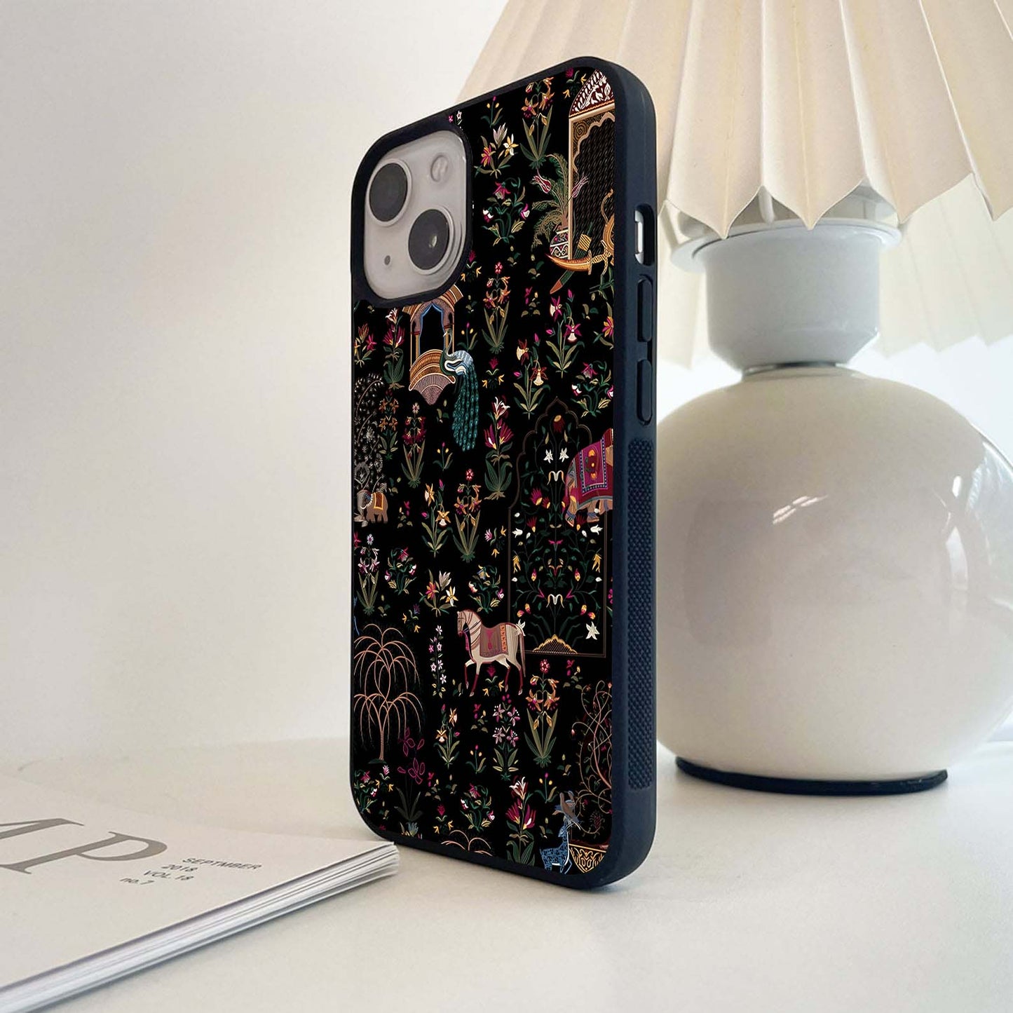 Mughal style Floral Artwork Glass Case