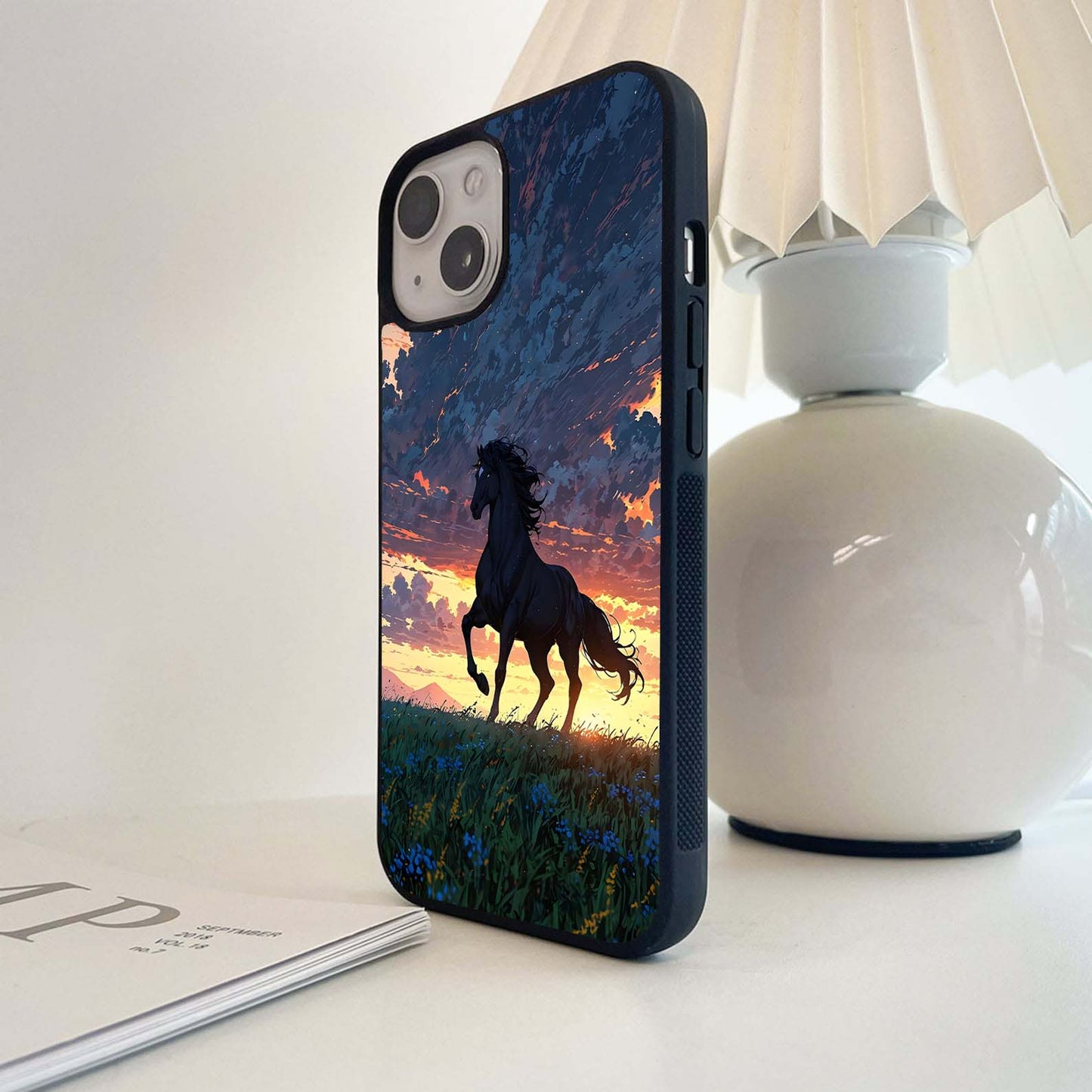 Sunset Horse Glass Case