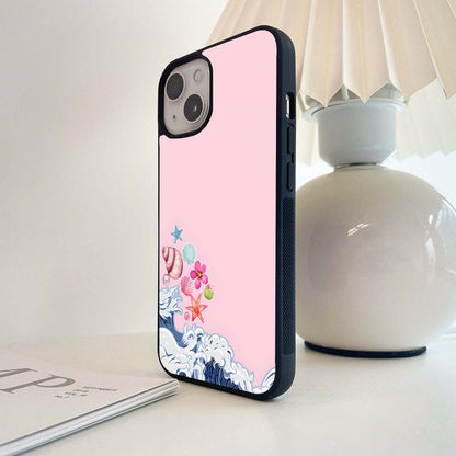 Pink Ocean Bloom Glass Case