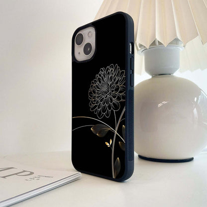 Golden Line Flower Glass Case