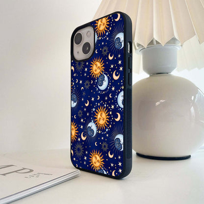 Radiant Sun & Moon Pattern Glass Case