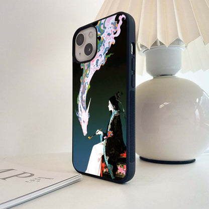 Samurai With Dragon Glass Case