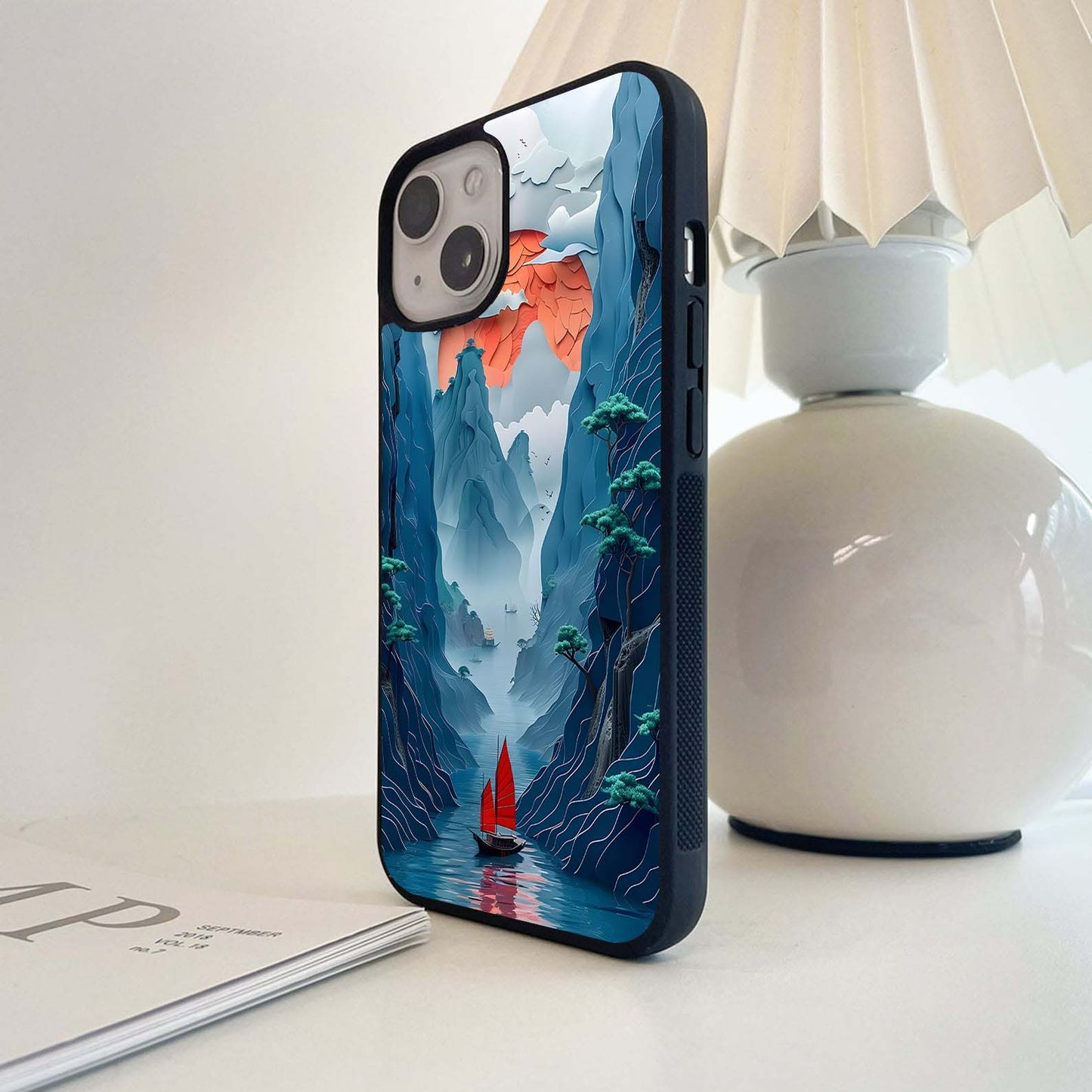 Ocean With Red Sun Glass Case