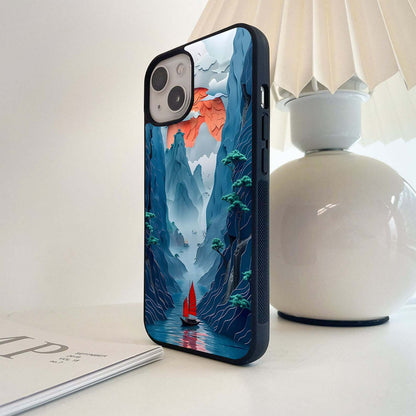 Ocean With Red Sun Glass Case